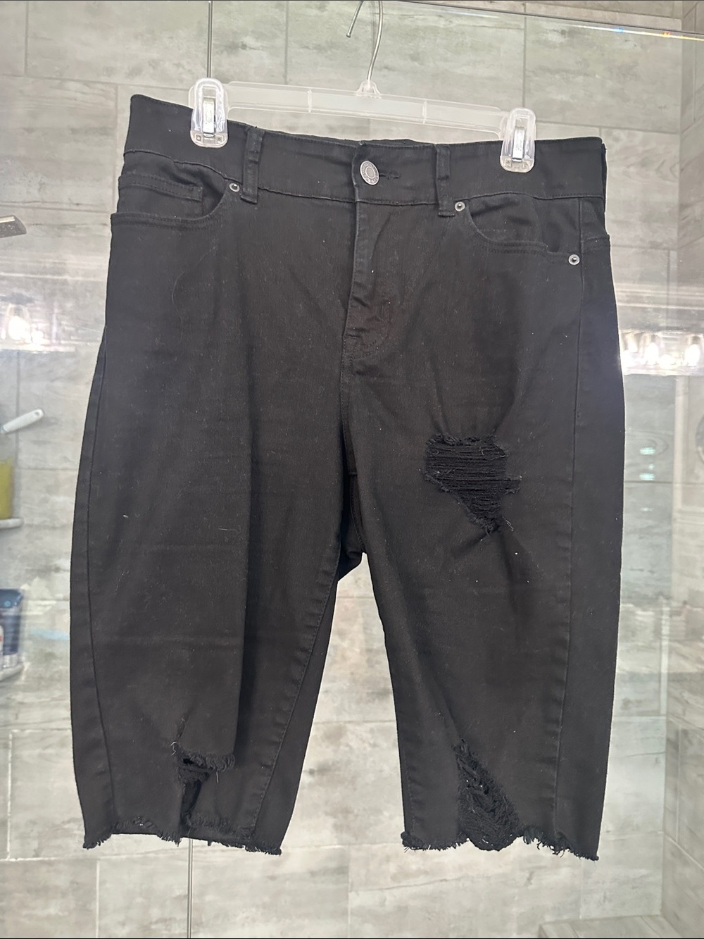 New York & Company Black Distressed Women's Jean Shorts